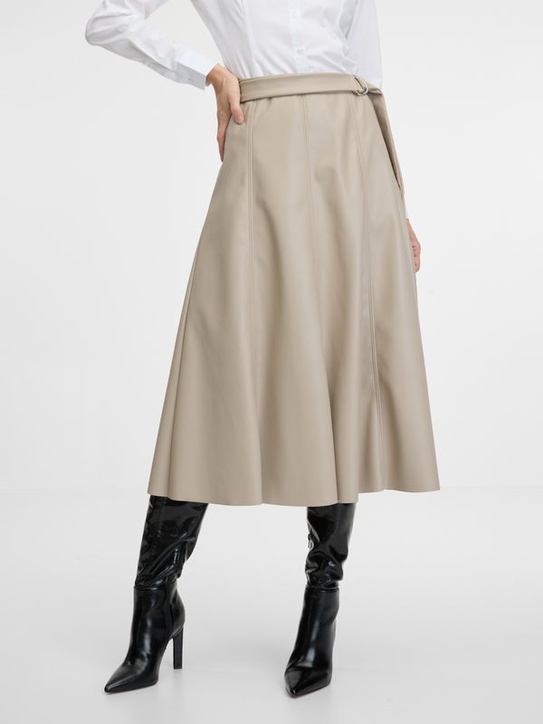 Orsay Beige women's faux leather midi skirt ORSAY - Women's