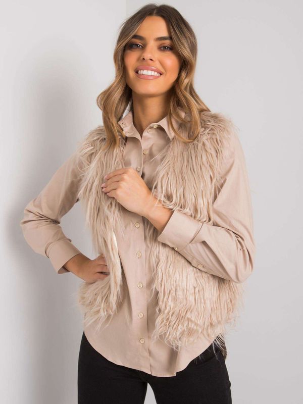 Fashionhunters Beige women's fur vest Moncalieri OCH BELLA