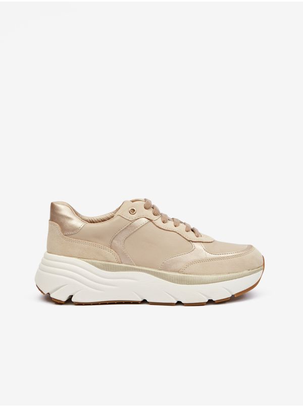 GEOX Beige women's leather sneakers Geox Diamanta - Women