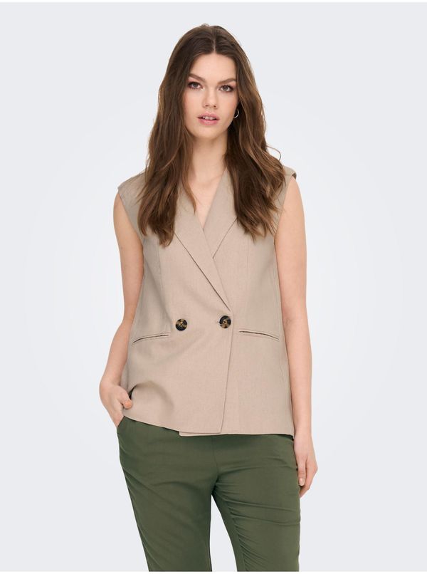 Only Beige women's linen vest ONLY Caro - Ladies