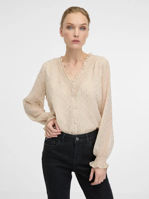 Orsay Beige Women's Long Sleeve Blouse ORSAY - Women's
