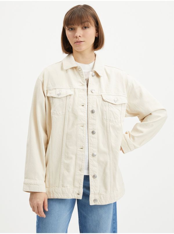 Pieces Beige Women's Oversize Denim Jacket Pieces Tika - Women's