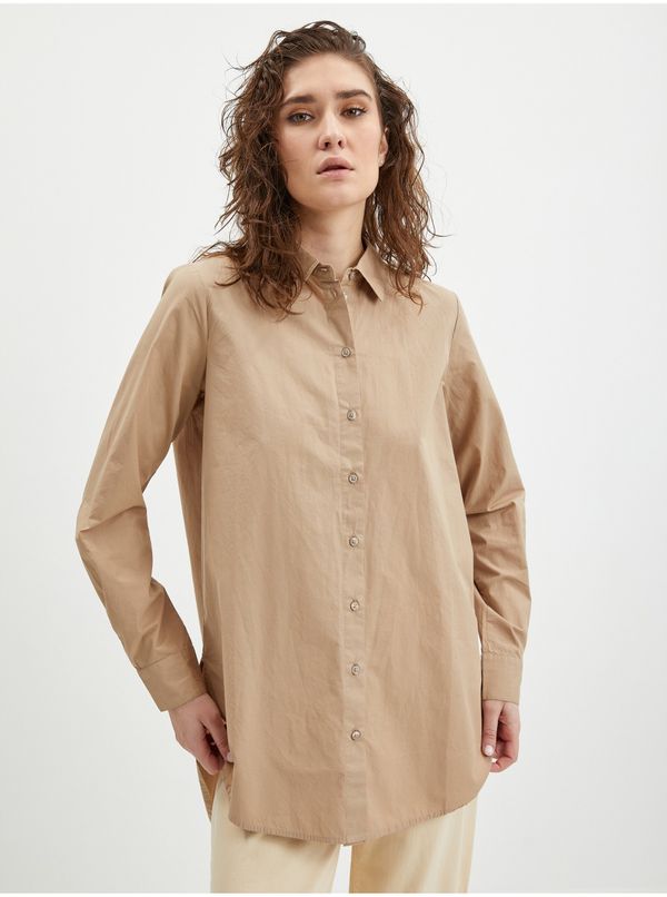 Pieces Beige women's oversize shirt Pieces Jiva