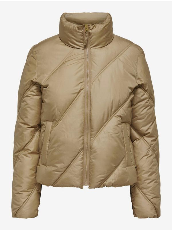 JDY Beige women's quilted winter jacket JDY Verona - Women