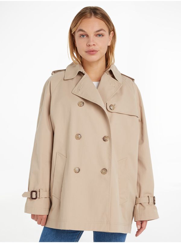 Tommy Hilfiger Beige Womens Short Trench Coat Tommy Hilfiger - Women