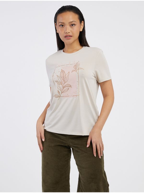 Only Beige Women's T-Shirt ONLY Free - Women