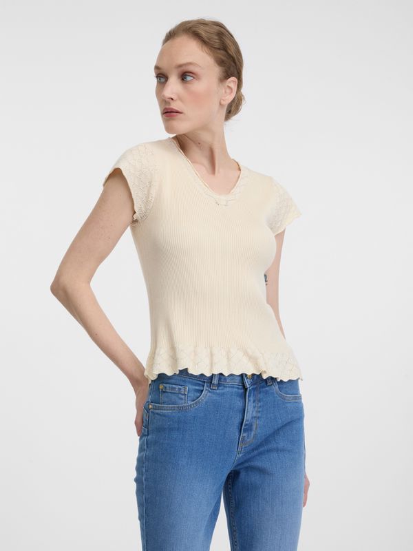 Orsay Beige women's T-shirt with short sleeves ORSAY