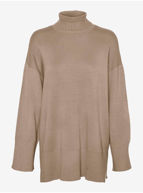 Vero Moda Beige women's turtleneck sweater VERO MODA Goldneedle - Women