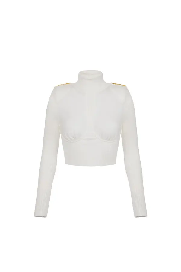 Elisabetta Franchi Bel pulover z ovratnikom Elisabetta Franchi