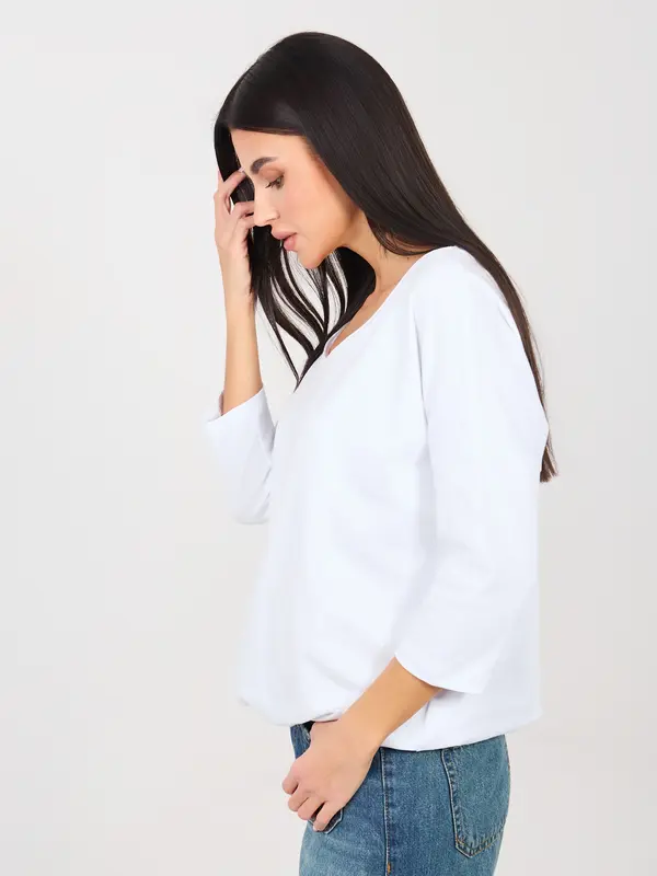 RUE PARIS Bela bluza s 3/4 rokavi