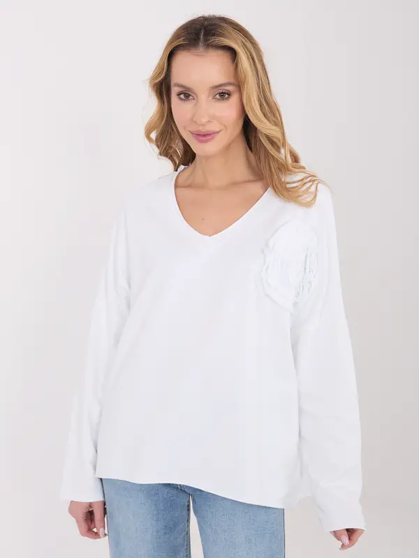 Factory Price Bela bluza z dolgimi rokavi