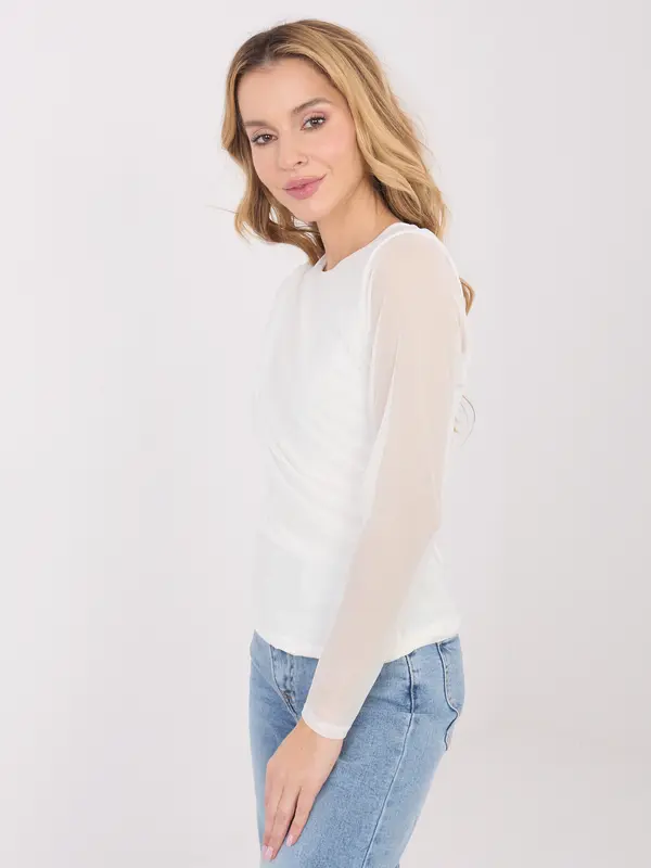Italy Moda Bela bluza z dolgimi rokavi