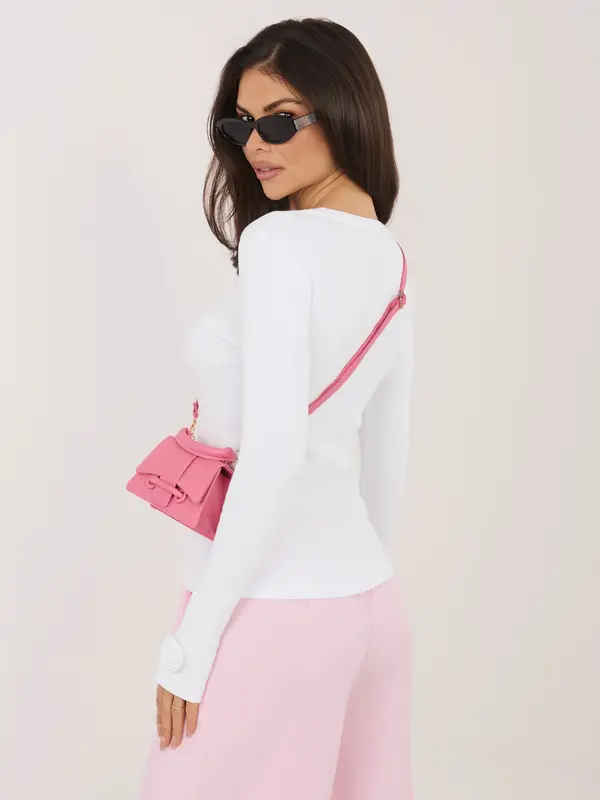 RUE PARIS Bela bluza z luknjami za palec