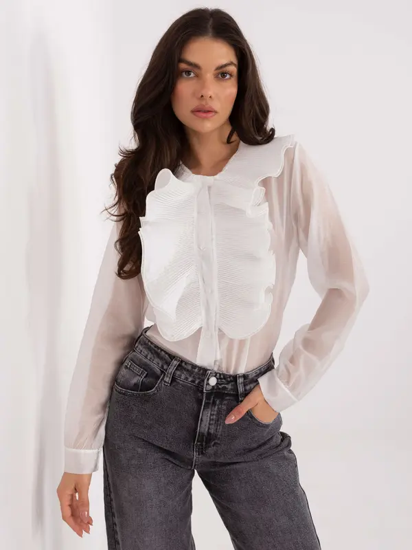 Factory Price Bela bluza z volančki