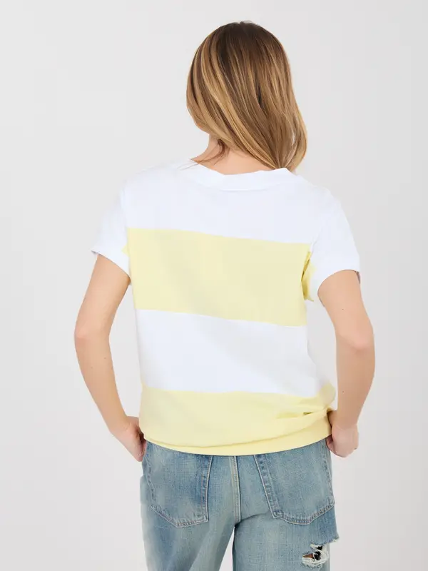 RELEVANCE Bela in rumena črtasta bluza