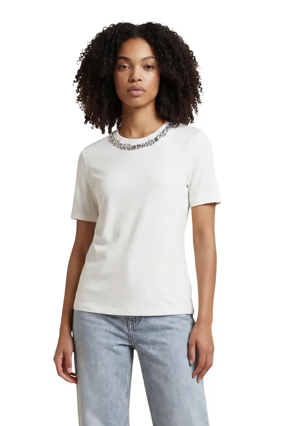 Only Bela majica s kratkimi rokavi