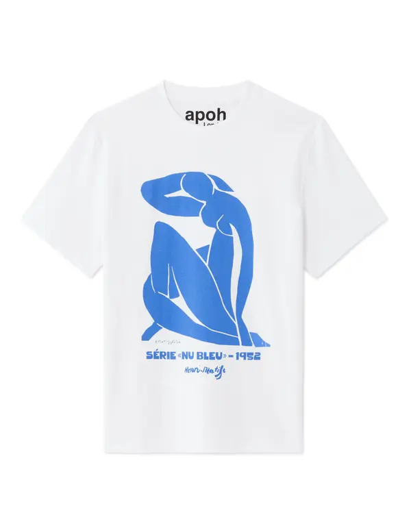 Celio Bela majica z modrim Matissejevim motivom