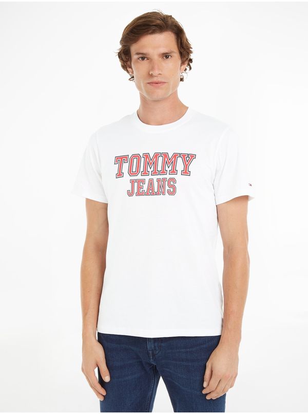 Tommy Hilfiger Bela moška majica Tommy Jeans Essential - moški