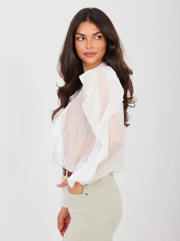 Factory Price Bela šifonska bluza z volančki