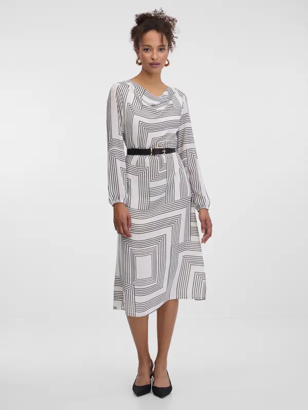 Orsay Bela vzorčasta midi obleka ORSAY