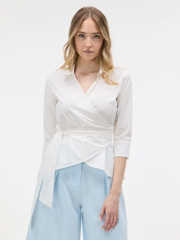 Orsay Bela ženska bluza z zavihanim potiskom in 3/4 rokavi