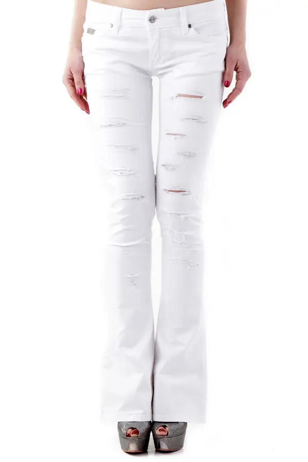 Sexy Woman Bele boyfriend kavbojke z raztrganim učinkom