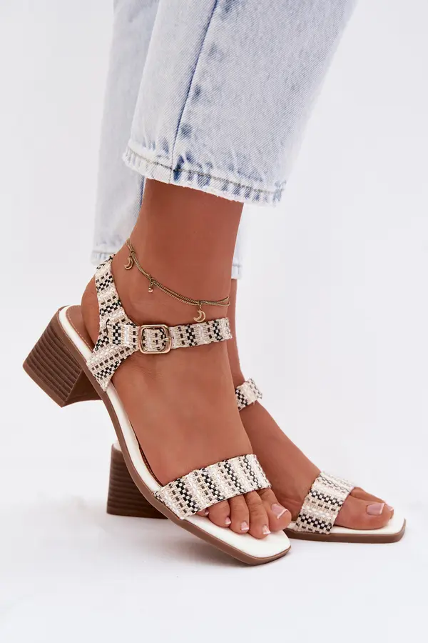 Boto Beli sandali Sabela z blok peto