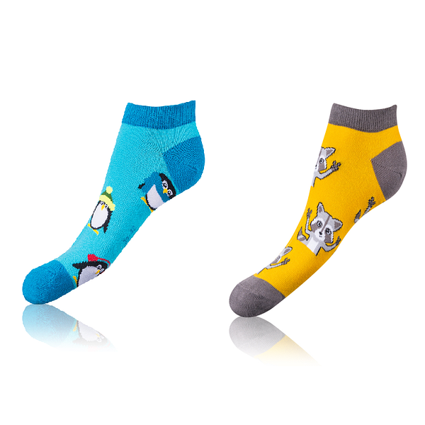 Bellinda Bellinda CRAZY IN-SHOE SOCKS 2x - Dedoles Short Socks 2 Pairs - Yellow - Blue - White