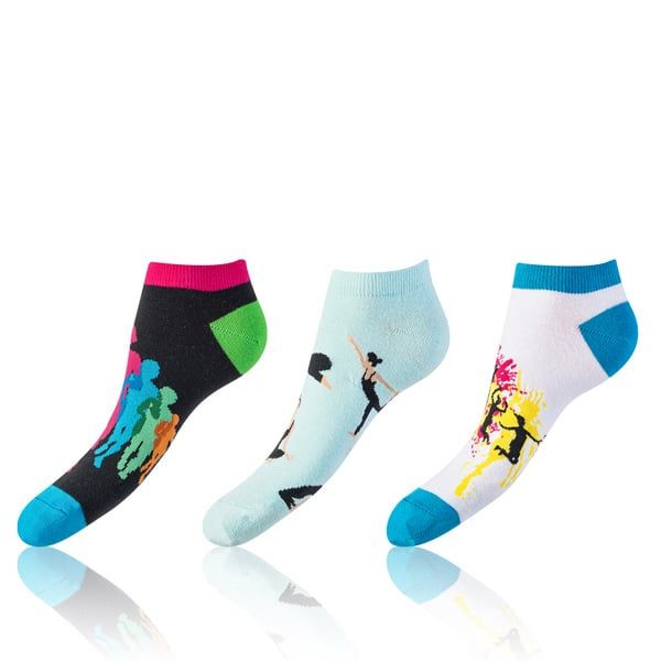 Bellinda Bellinda CRAZY IN-SHOE SOCKS 3x - Modern color low crazy socks unisex - blue - green - black