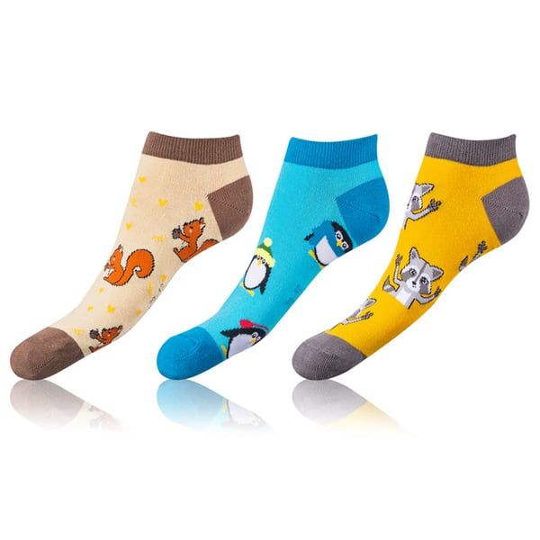 Bellinda Bellinda CRAZY IN-SHOE SOCKS 3x - Modern color low crazy socks unisex - brown - yellow - blue