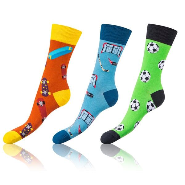 Bellinda Bellinda CRAZY SOCKS 3x - Fun crazy socks 3 pairs - orange - dark green - blue
