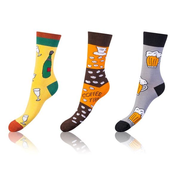 Bellinda Bellinda CRAZY SOCKS 3x - Fun crazy socks 3 pairs - orange - yellow - gray