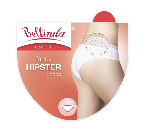 Bellinda Bellinda FANCY COTTON HIPSTER - Women's Hipster Panties with Lace Hem - White