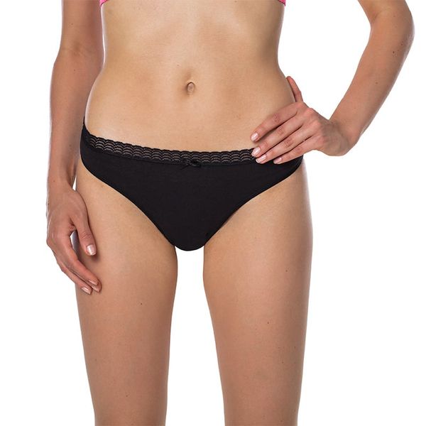 Bellinda Bellinda FANCY COTTON MINISLIP - Women's panties with lace trim - black