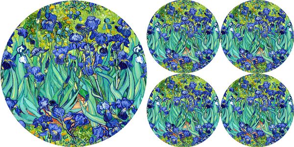 Bertoni Home Bertoni Home Unisex's 1+4 Round Table Pads Set Irises