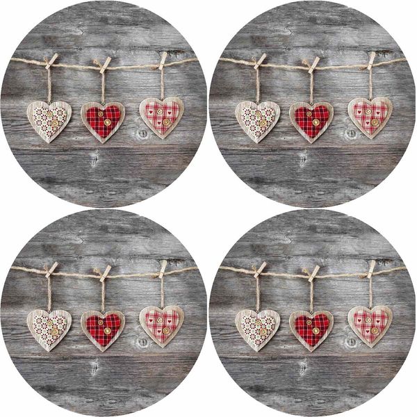 Bertoni Home Bertoni Home Unisex's 4 Round Table Pads Set Hearts