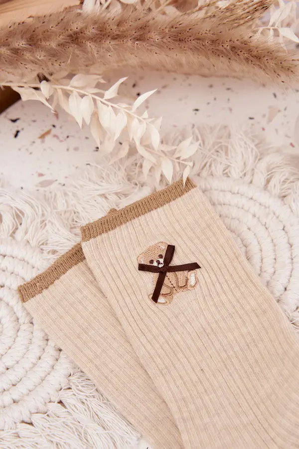 Aura.via Bež Aura.via nogavice z medvedkom