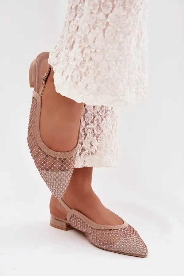 Boto Bež balerinke Boto Mesh z odprto peto