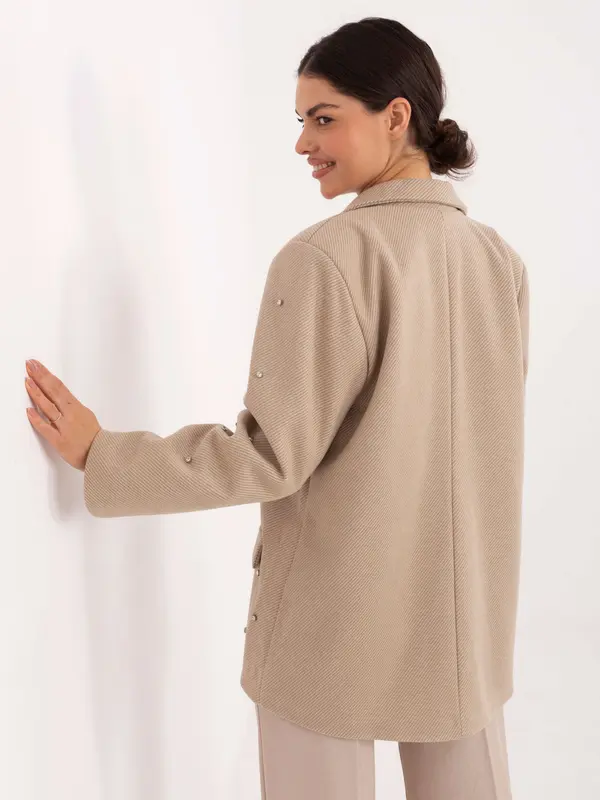 Italy Moda Bež blazer z okrasnimi detajli