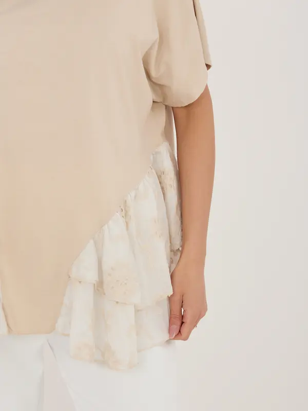 Italy Moda Bež bluza z razširjenim robom