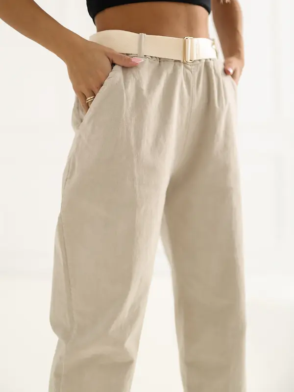 Italy Moda Bež enobarvne hlače