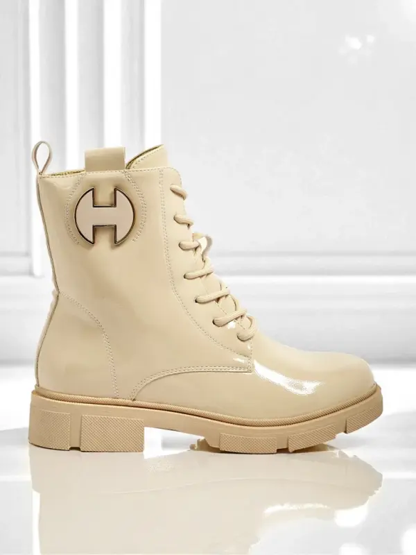 Resti Bež gležnjarji z vezalkami