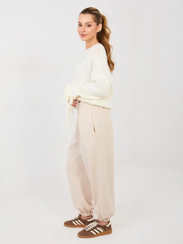 Italy Moda Bež hlače z elastičnim pasom