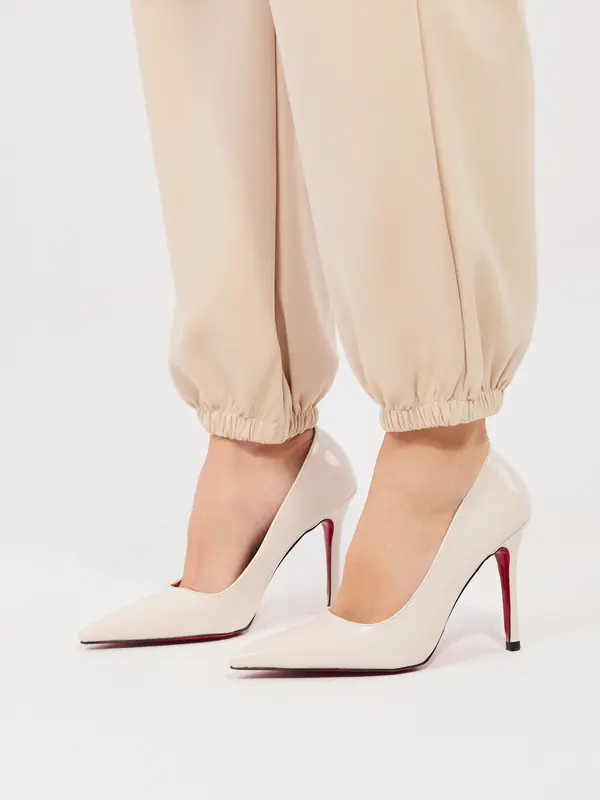 Italy Moda Bež hlače z elastičnim pasom