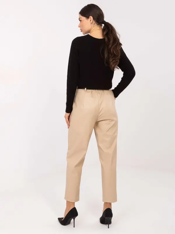 RUE PARIS Bež hlače z visokim pasom