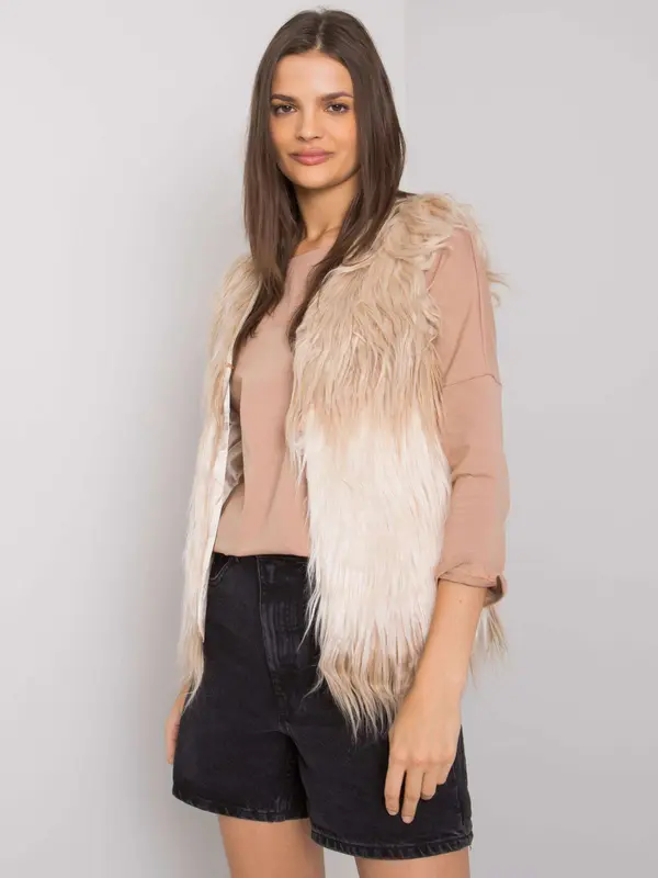 Yups Bež krzneni brezrokavnik