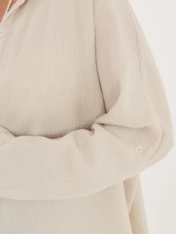 Italy Moda Bež muslin oversized srajca