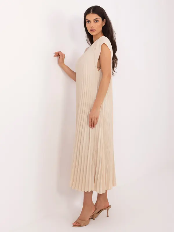 RUE PARIS Bež nabrane obleke brez rokavov