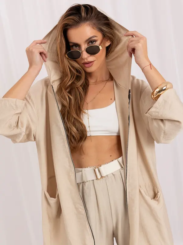 RUE PARIS Bež oversized jopica z zadrgo
