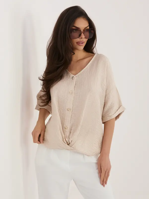 Italy Moda Bež poletna bluza s kratkimi rokavi